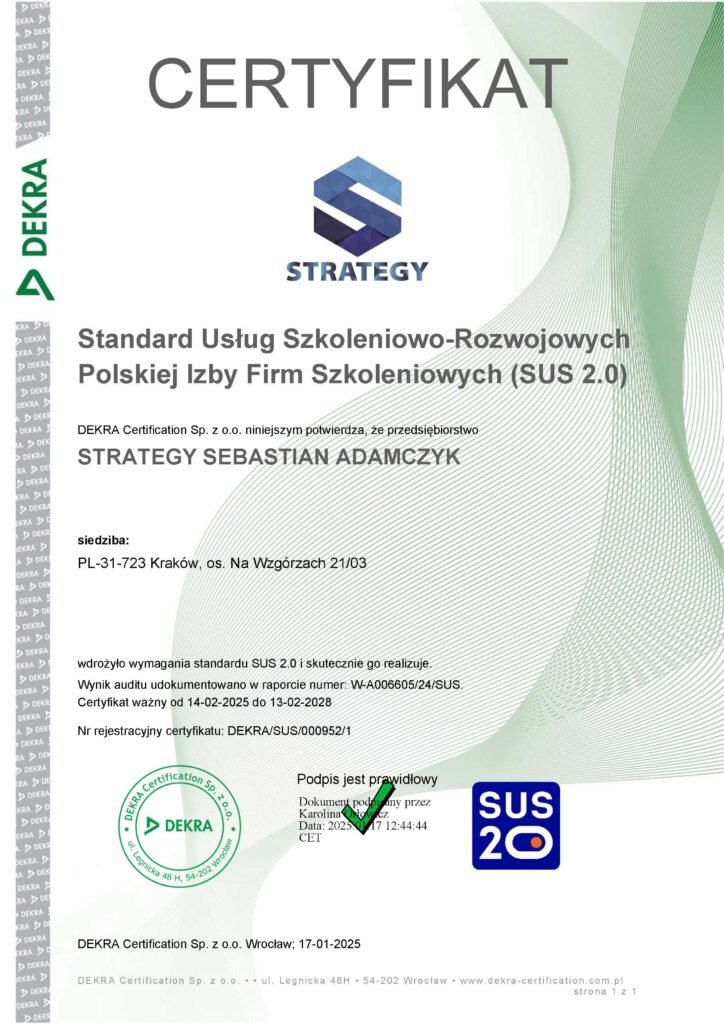 Certyfikat SUS 2.0